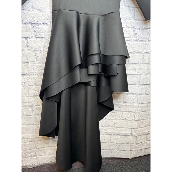 GS Love Unique Rare Black High Low Long Sleeve High Neck Formal Dress Plus SZ 1X - Picture 2 of 8
